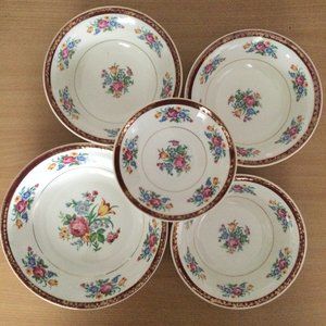 Vintage Tudor Rose Swinnertons Staffordshire Made in England lot of bowls plate